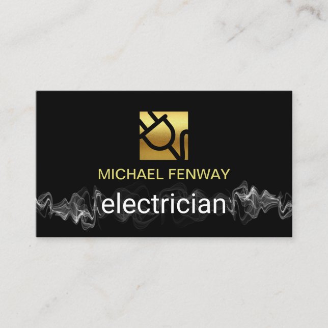 Electrical Lightning Gold Power Plug Electrician Business Card (Front)
