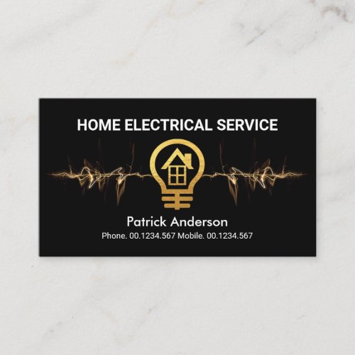 Electrical Lightning Powers Gold Bulb Business Card
