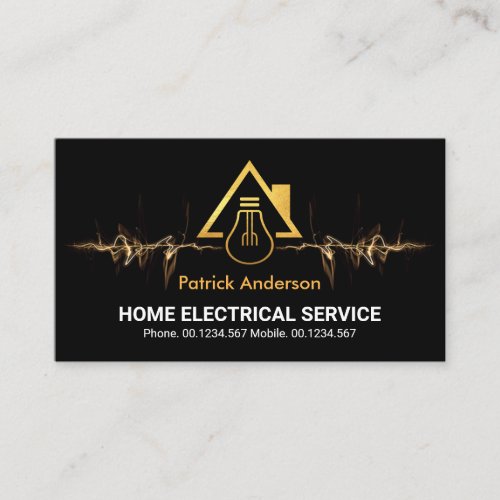 Electrical Lightning Powers Gold Bulb Home Business Card