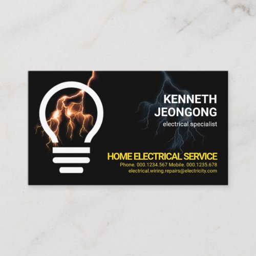 Electrical Lightning Powers Home Bulb Business Card