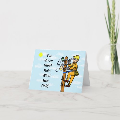 Electrical Lineman  All Weather Greeting Card