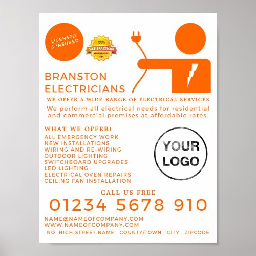 Electrical Man Electrician Advertising Poster