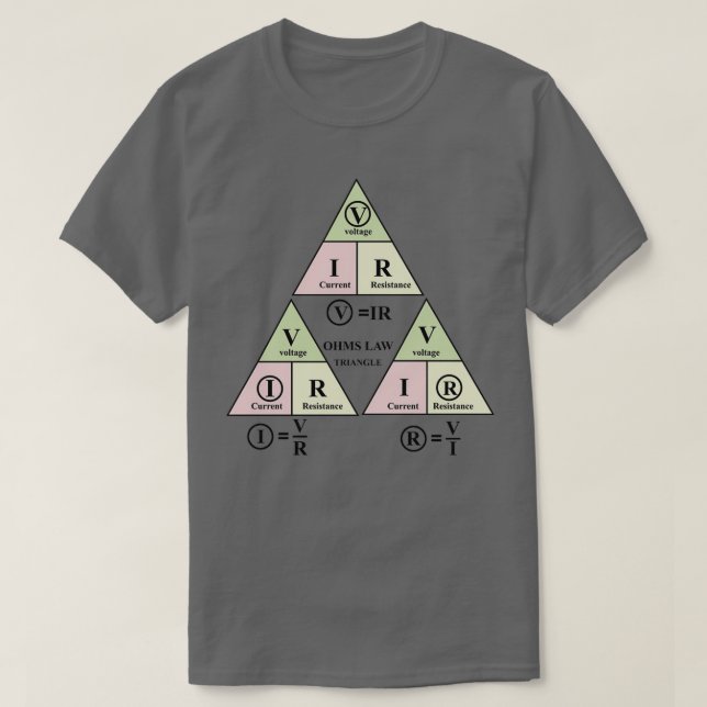 Electrical ohms law formula Triangle for electrica T-Shirt (Design Front)