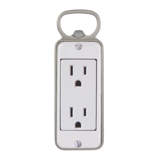 Electrical Outlet #2 Magnetic Bottle Opener (Front Vertical)