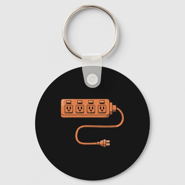 Electrical Outlet Plug And Socket Couples Hallowee Keychain (Front)