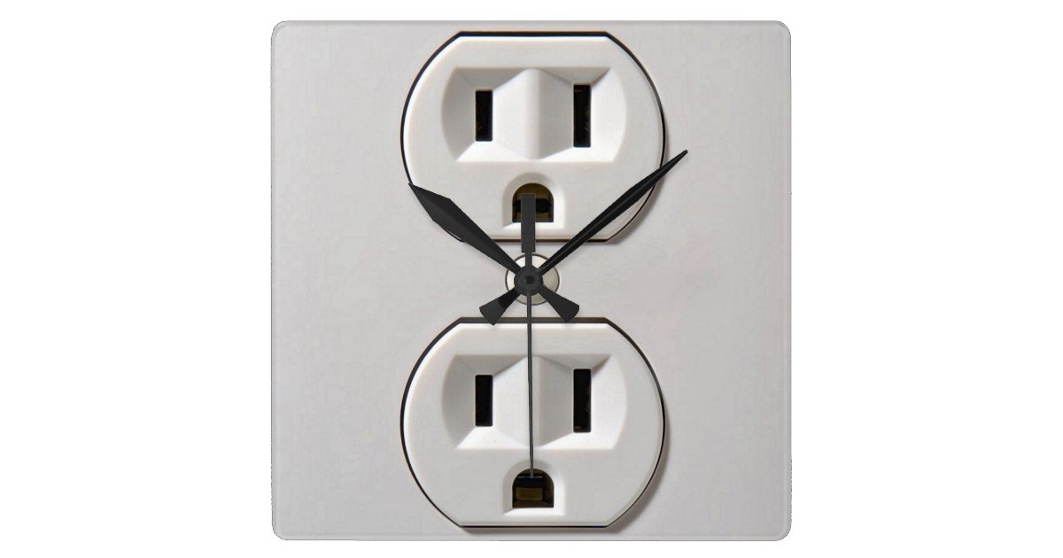 Electrical Outlet Plugin Square Wall Clock
