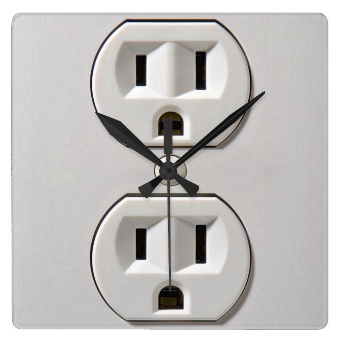 Electrical Outlet Plug in Square Wall Clock Zazzle