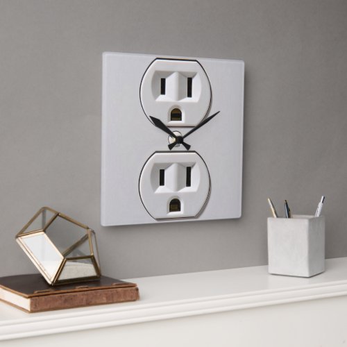 Electrical Outlet Plug_in Square Wall Clock