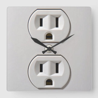 Electrical Outlet Plug-in Square Wall Clock