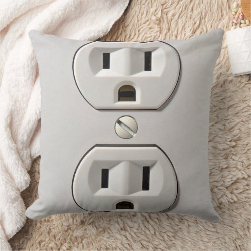 Electrical Outlet Plug_in Throw Pillow