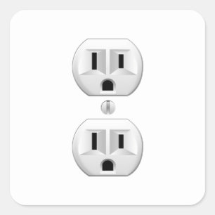 Electrical Plug Click to Customize Color Decor Square Sticker