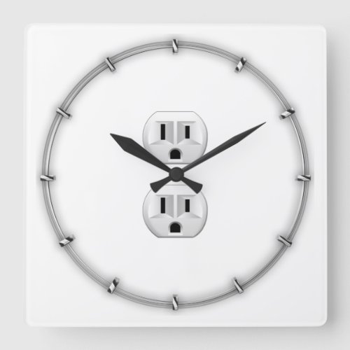 Electrical Plug Click to Customize Color Decor Square Wall Clock