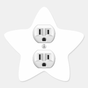 Electrical Plug Click to Customize Color Decor Star Sticker
