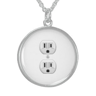 Electrical Plug Click to Customize Color Decor Sterling Silver Necklace