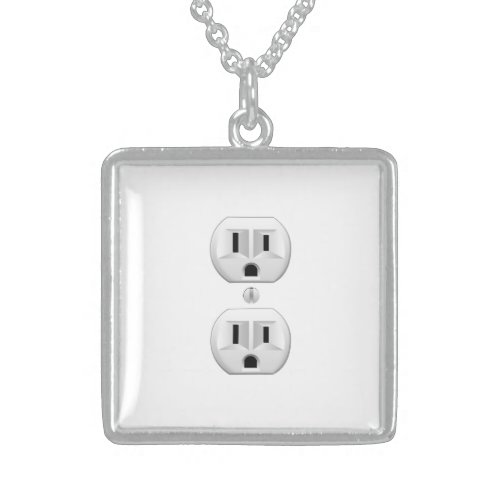 Electrical Plug Click to Customize Color Decor Sterling Silver Necklace