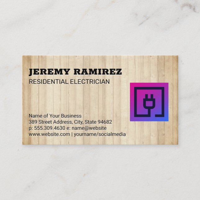 Electrical Plug Icon Business Card (Front)