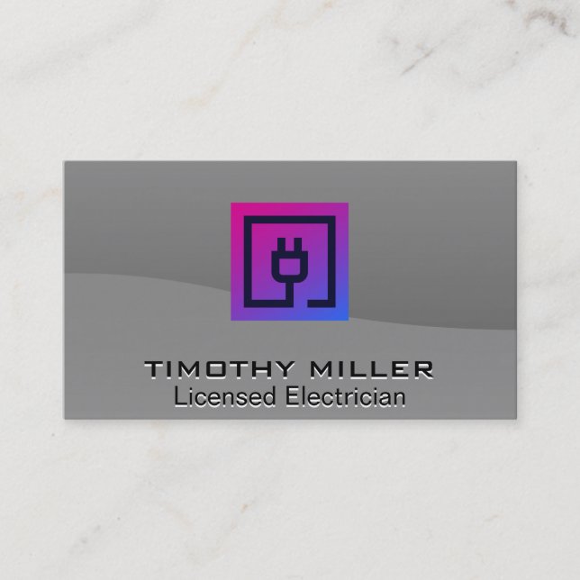 Electrical Plug Icon | Electrician Business Card (Front)