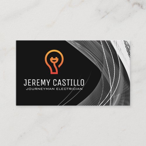 Electrical Plug Light Bulb Logo  Abstract Strands Business Card