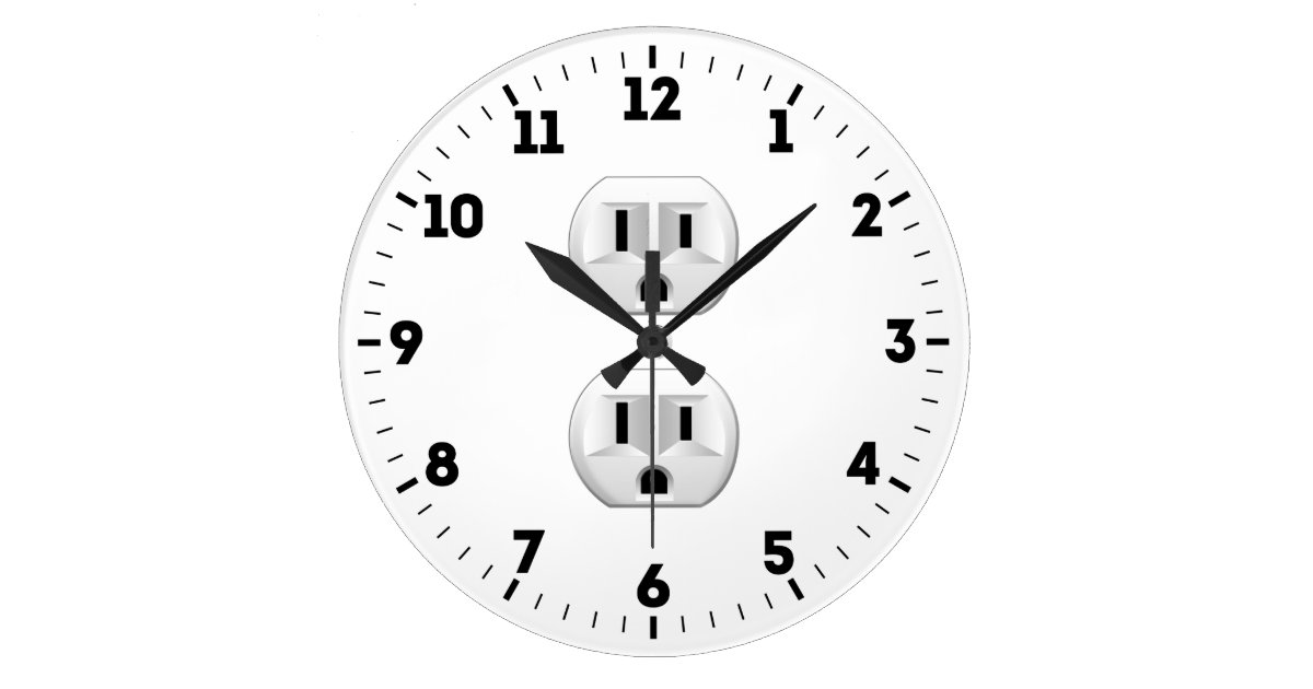 Electrical Plug Outlet on a Large Clock | Zazzle.com