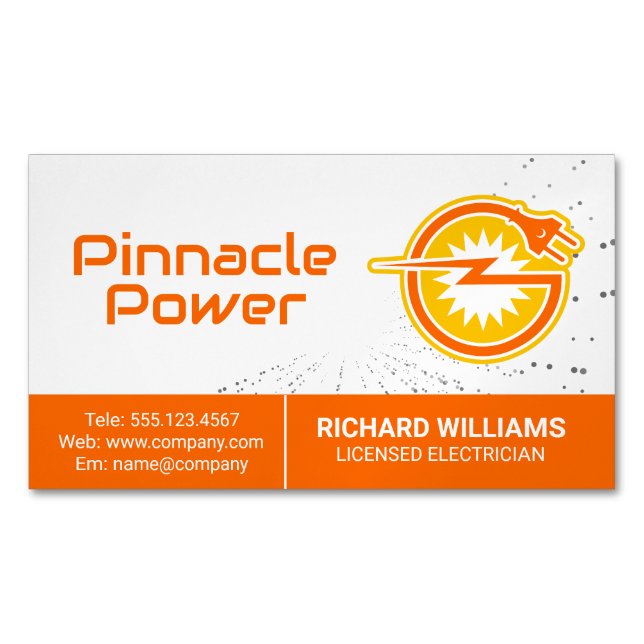 Electrical Plug | Power Energy Logo Business Card Magnet (Front)