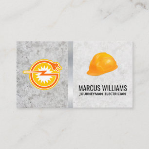 Electrical Plug Power Icon   Blue Collar Hard Hat Business Card