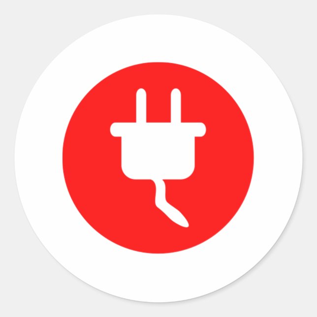 Electrical Plug Sign Classic Round Sticker (Front)