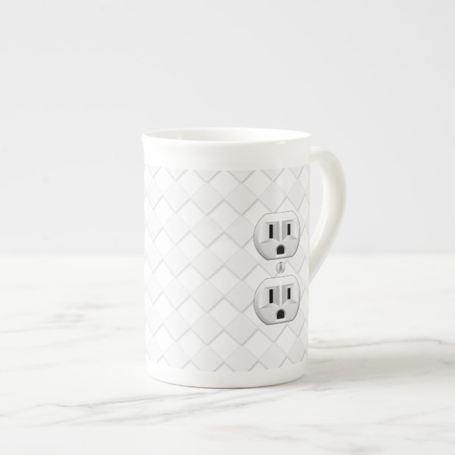 Electrical Plug Wall Outlet Fun Customize This Bone China Mug (Front Right)