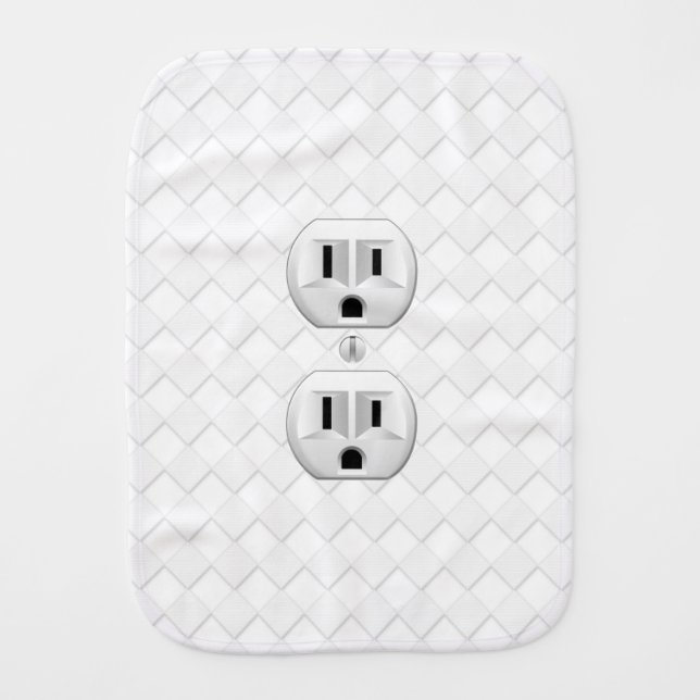 Electrical Plug Wall Outlet Fun Customize This Burp Cloth (Front)
