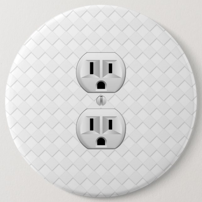 Electrical Plug Wall Outlet Fun Customize This Button (Front)