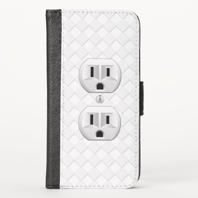 Electrical Plug Wall Outlet Fun Customize This iPhone Wallet Case (Front)
