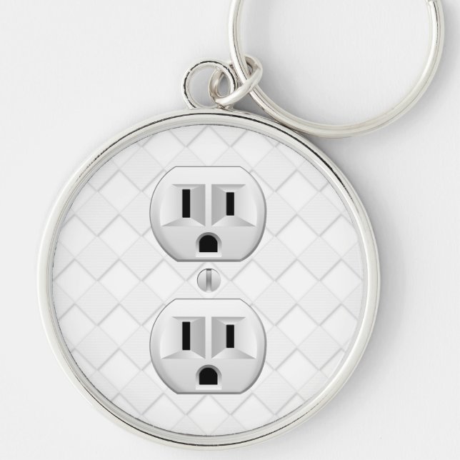 Electrical Plug Wall Outlet Fun Customize This Keychain (Front)