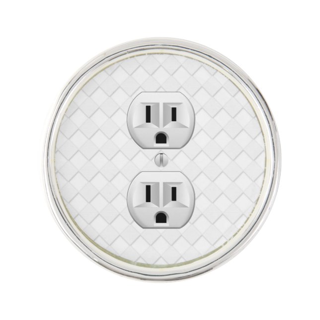 Electrical Plug Wall Outlet Fun Customize This Lapel Pin (Front)