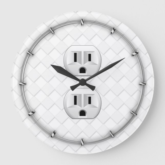 Electrical Plug Wall Outlet Fun Customize This Large Clock (Front)