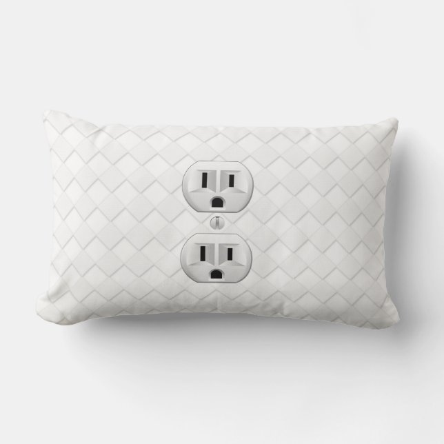 Electrical Plug Wall Outlet Fun Customize This Lumbar Pillow (Front)