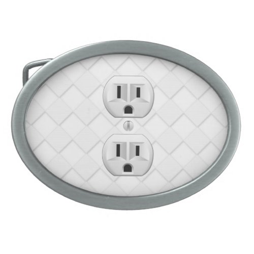 Electrical Plug Wall Outlet Fun Customize This Oval Belt Buckle