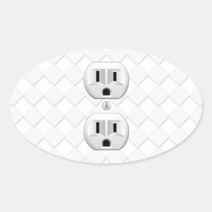 Electrical Plug Wall Outlet Fun Customize This Oval Sticker