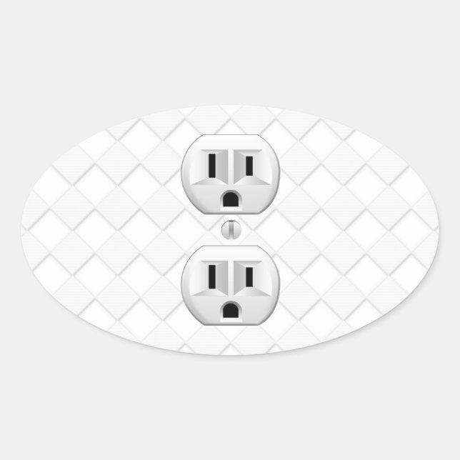Electrical Plug Wall Outlet Fun Customize This Oval Sticker (Front)