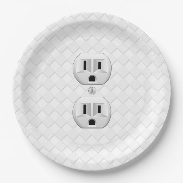 Electrical Plug Wall Outlet Fun Customize This Paper Plates (Front)