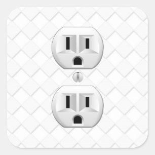 Electrical Plug Wall Outlet Fun Customize This Square Sticker