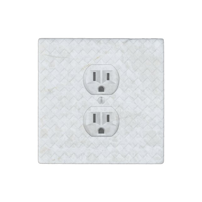 Electrical Plug Wall Outlet Fun Customize This Stone Magnet (Front)