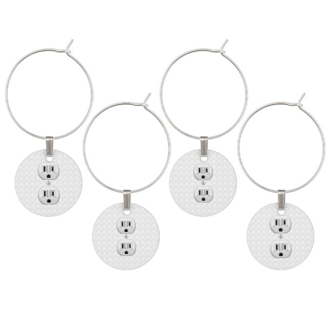 Electrical Plug Wall Outlet Fun Customize This Wine Glass Charm (Staggered)