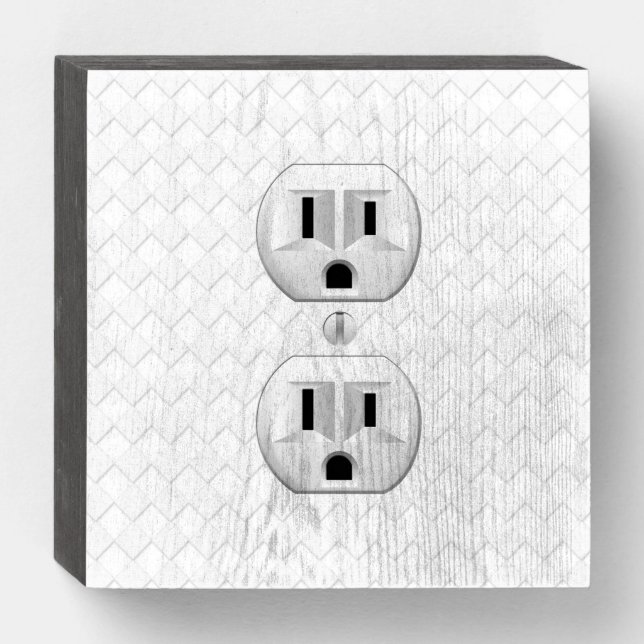 Electrical Plug Wall Outlet Fun Customize This Wooden Box Sign (Front Horizontal)