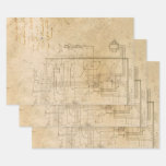 Electrical Schematic Drawing on Brown Wrapping Paper Sheets