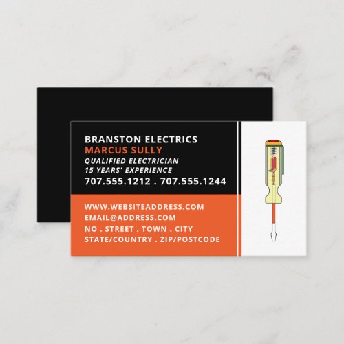 Electrical Screwdriver Electrician Business Card