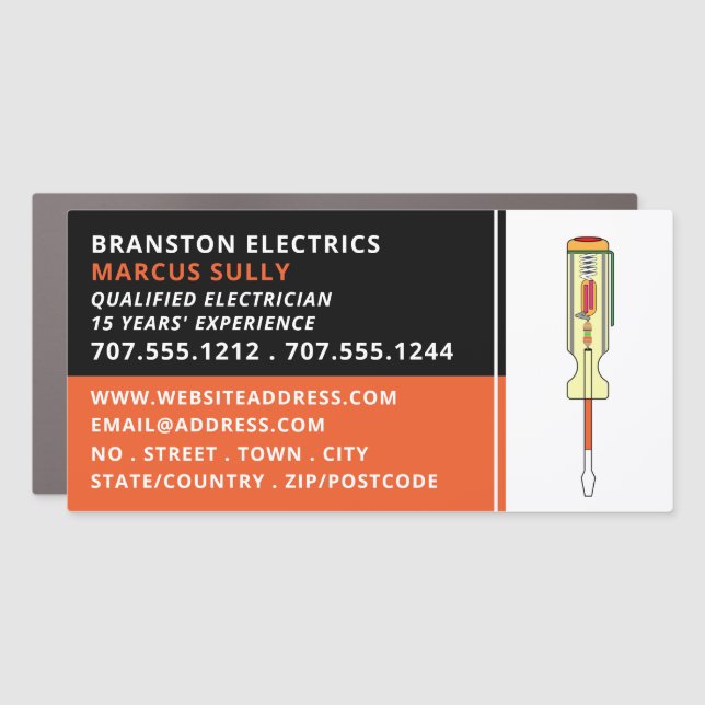 Electrical Screwdriver, Electrician Car Magnet (Front)