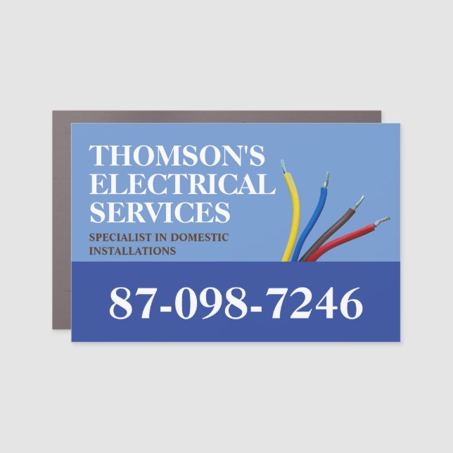 Electrical Services Business Custom Car Magnet (Front)