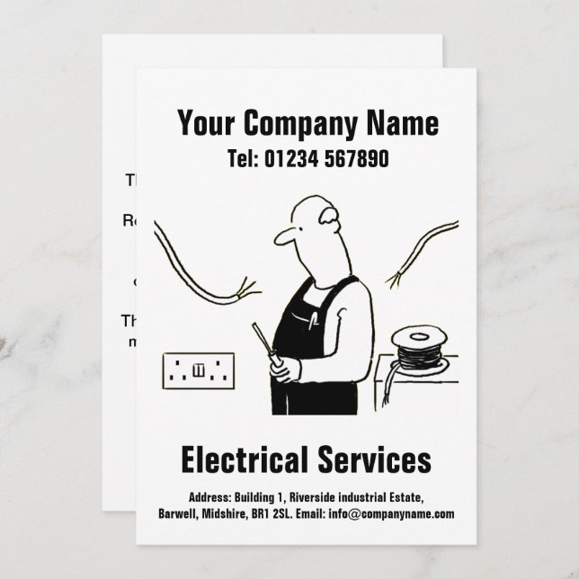 Electrical Services Cartoon Design Card (Front/Back)