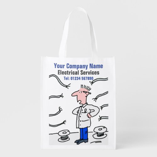 Electrical Services Cartoon Grocery Bag