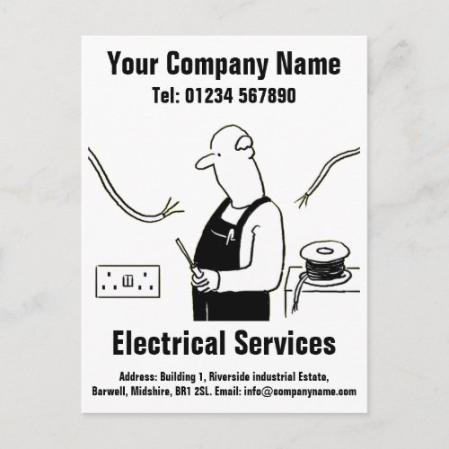 Electrical Services Cartoon to Personalise Postcard