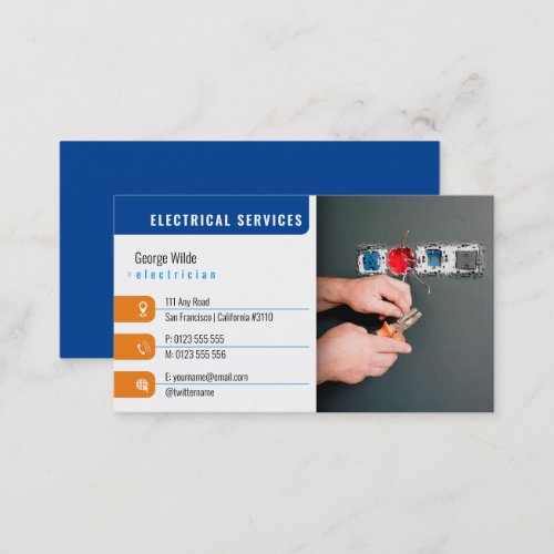Electrical Services  Electrician Business Card